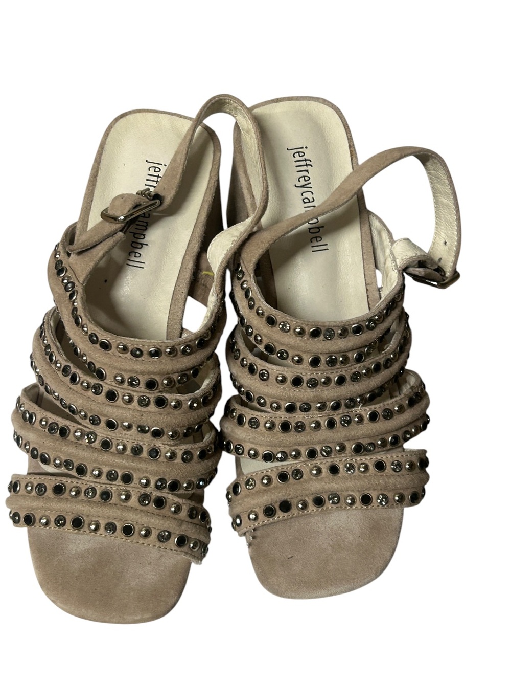 Jeffrey Campbell suede studded chunk heel slingback sandals 6.5 NWOT